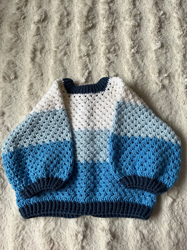 Erkek Çocuk Örgü Hırka Mavi Gri - Görsel 2