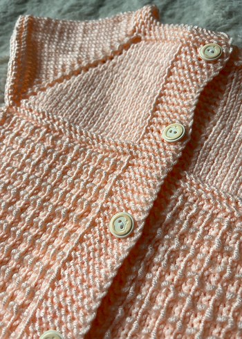 Vintage Stil Pembe Kız Örgü Süveter - Görsel 3