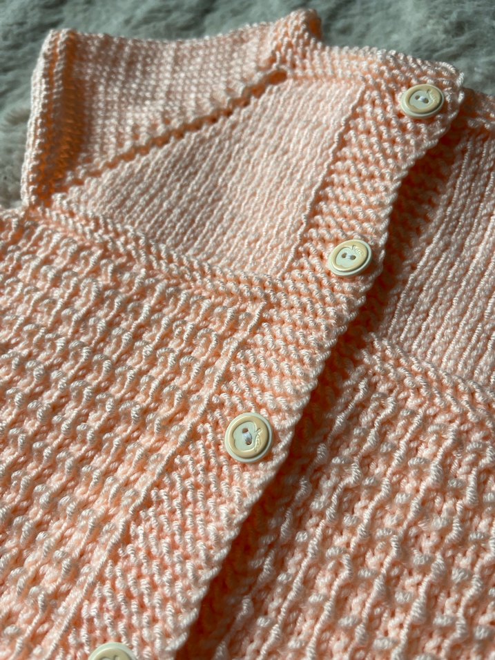 Vintage Stil Pembe Kız Örgü Süveter - Görsel 3