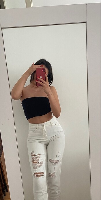 Beyaz mom jean