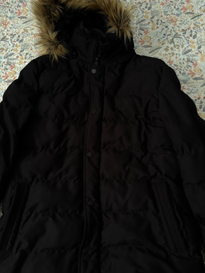 Kürklü Siyah Midi erkek Mont - Görsel 2