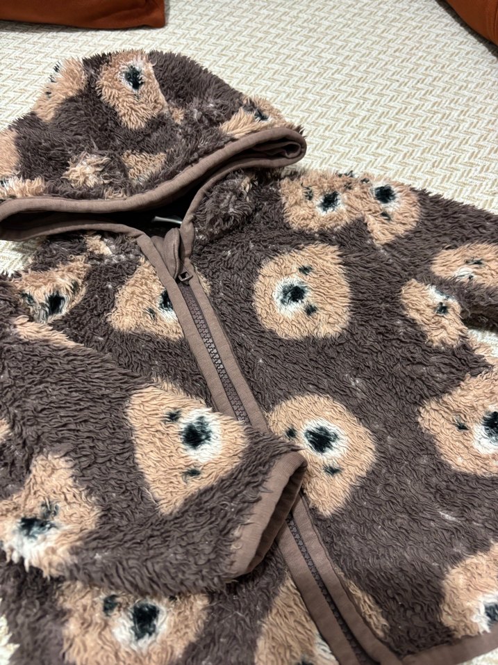 Erkek Çocuk Kapüşonlu Kahverengi Peluş Ceket - Görsel 2