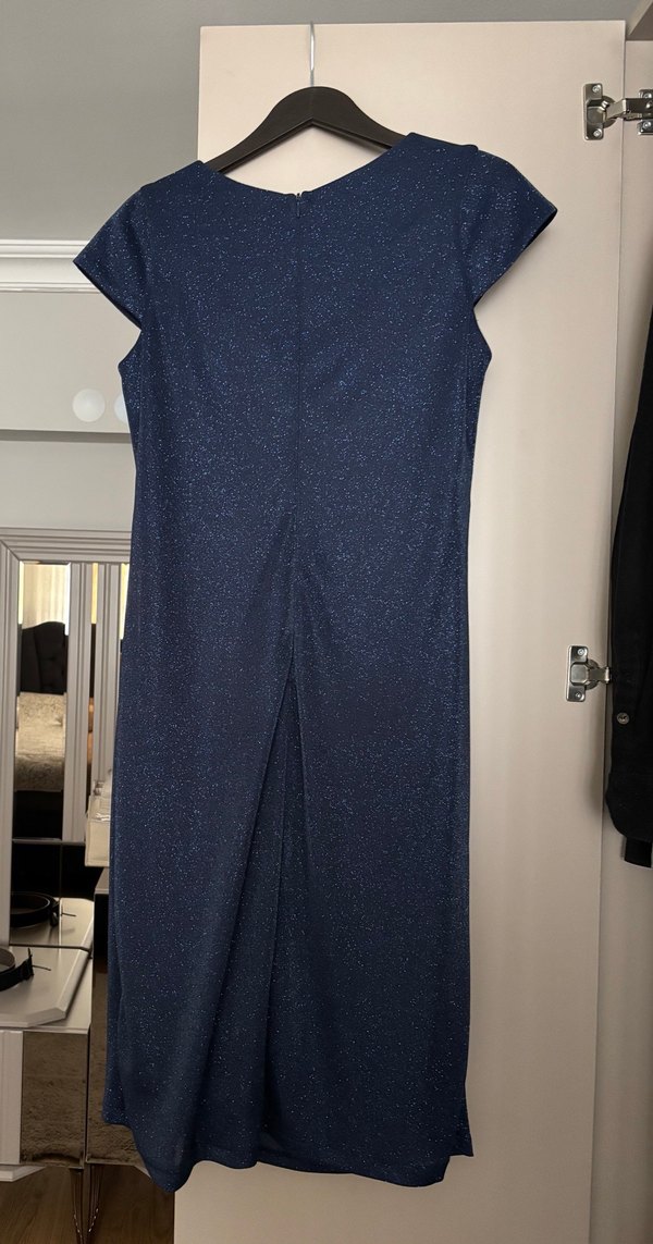 Lacivert Drapeli kısa  Abiye Elbise - Görsel 4