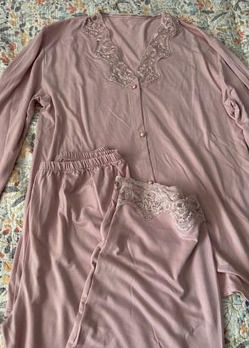 Pembe Bohem Uzun Kollu Kadın Pijama Takımı - Görsel 2