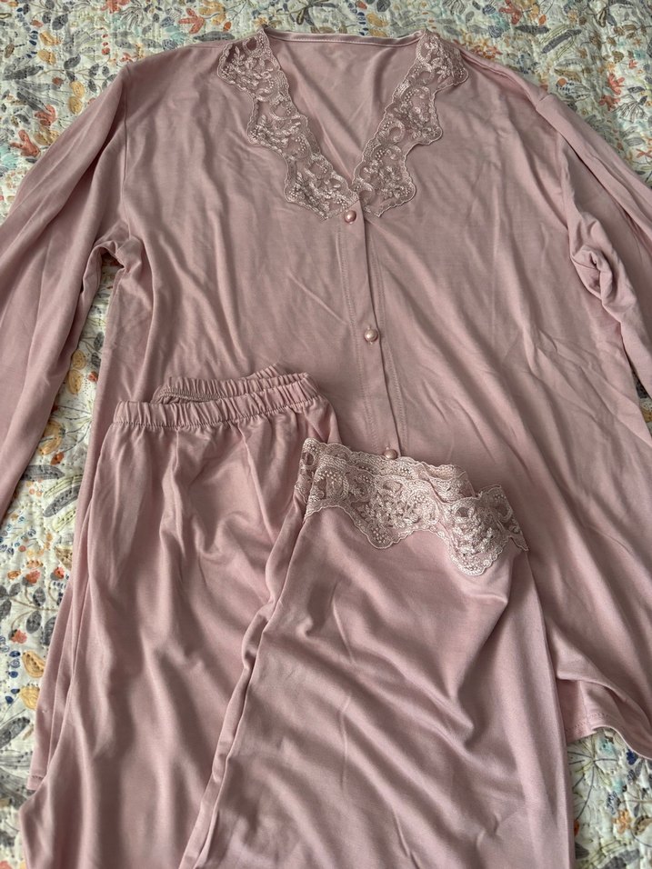 Pembe Bohem Uzun Kollu Kadın Pijama Takımı - Görsel 2