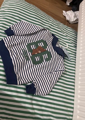 Erkek Çocuk Çizgili Kapüşonlu Sweatshirt - Görsel 2