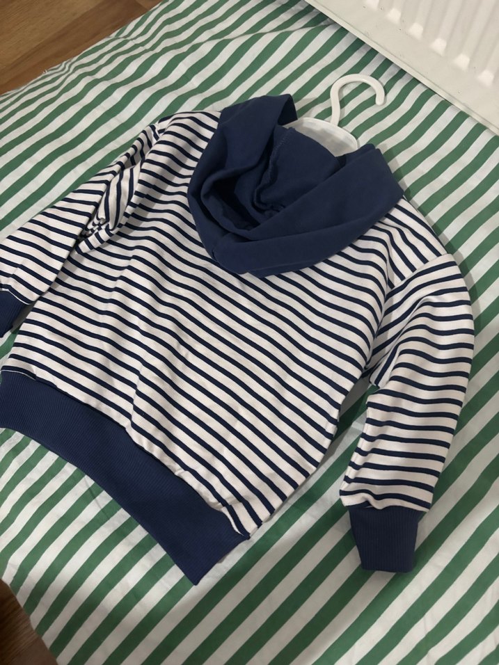 Erkek Çocuk Çizgili Kapüşonlu Sweatshirt - Görsel 4