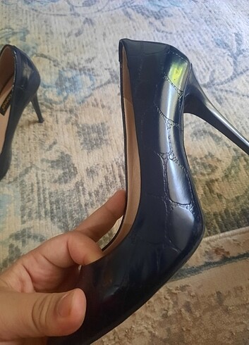 Kemal Tanca Siyah Lacivert Stiletto 38 Numara
