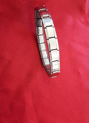 Beden beyaz Renk İtalyan Charm 18 cm. Çelik Bileklik(Yazısız)