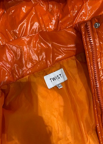 s Beden Twist marka Parlak Turuncu Kapüşonlu kadın Kışlık Mont