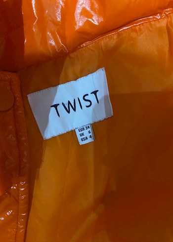 Twist Twist marka Parlak Turuncu Kapüşonlu kadın Kışlık Mont