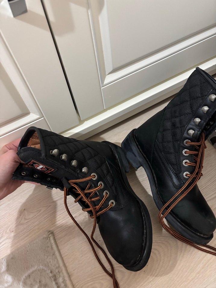 Siyah Deri Biker Botlar Yüksek Topuklu - Görsel 2