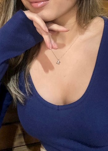 V Yaka Lacivert Kadın Triko - Görsel 5