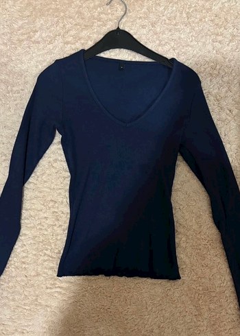 V Yaka Lacivert Kadın Triko - Görsel 3