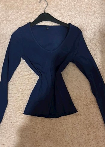 V Yaka Lacivert Kadın Triko - Görsel 2