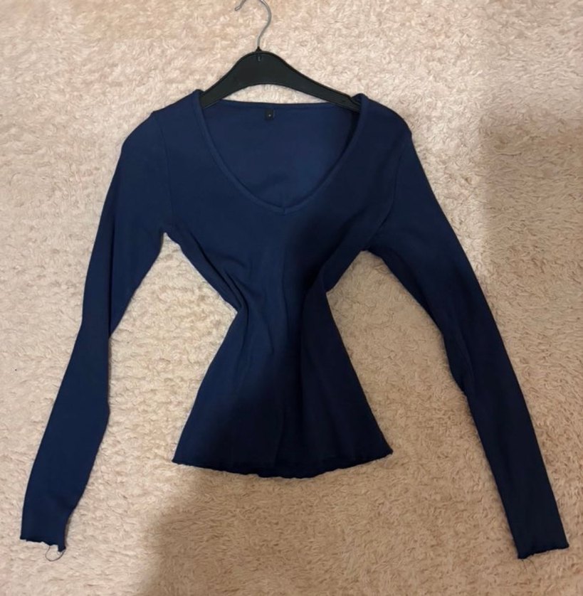 V Yaka Lacivert Kadın Triko - Görsel 2