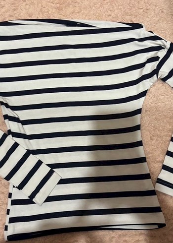 Çizgili kayık kaya bluz , Uzun Kollu - Görsel 2