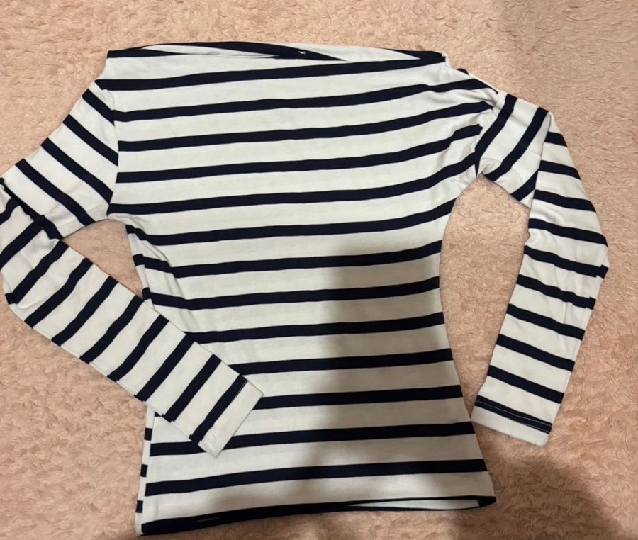 Çizgili kayık kaya bluz , Uzun Kollu - Görsel 2