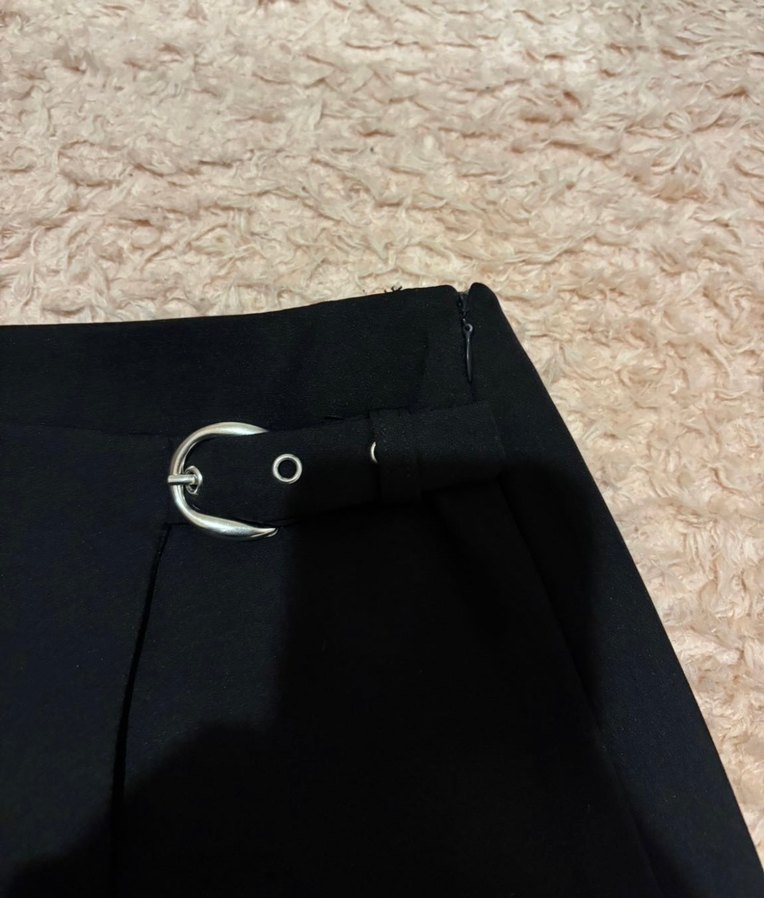 Siyah Mini Kemerli Dar Kesim Etek - Görsel 5