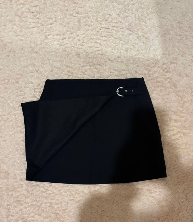 Siyah Mini Kemerli Dar Kesim Etek - Görsel 2