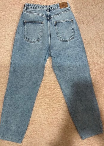 Mavi Bol Kesim Kadın Midi Kot Pantolon - Görsel 2