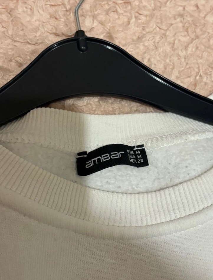 Kadın Beyaz Bisiklet Yaka Sweatshirt - Görsel 3