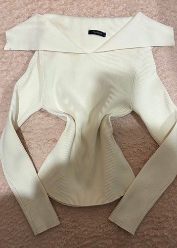 Beyaz Yakalı Uzun Kollu Triko Kadın Kazak - Görsel 2