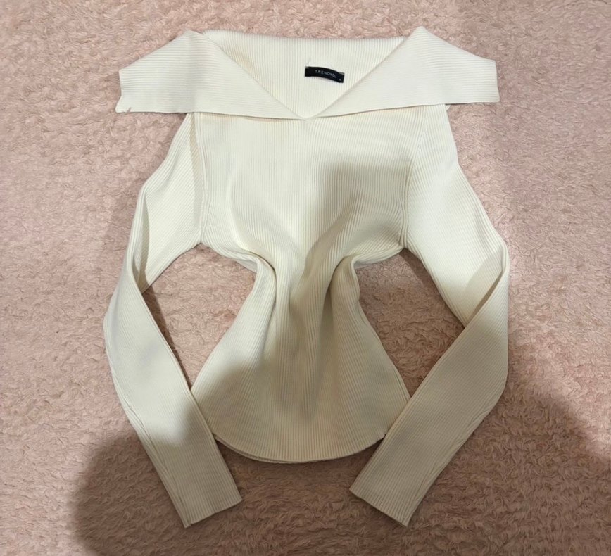 Beyaz Yakalı Uzun Kollu Triko Kadın Kazak - Görsel 2