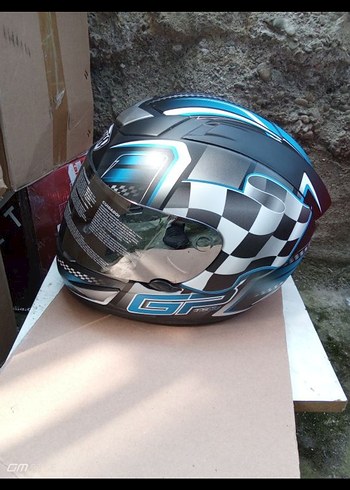 Renkli Baskılı Motosiklet Kaskı, Tokalı, Mavi - Görsel 7