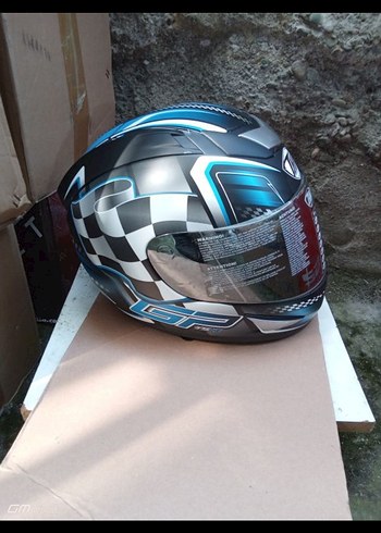 Renkli Baskılı Motosiklet Kaskı, Tokalı, Mavi - Görsel 5