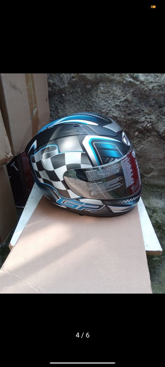 Renkli Baskılı Motosiklet Kaskı, Tokalı, Mavi - Görsel 5