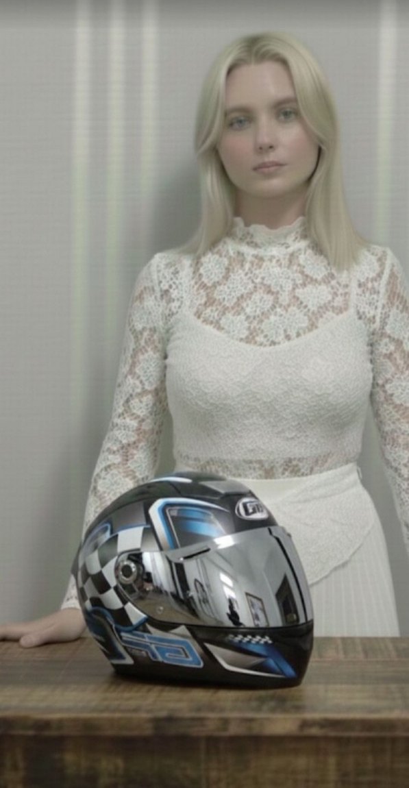 Renkli Baskılı Motosiklet Kaskı, Tokalı, Mavi - Görsel 2