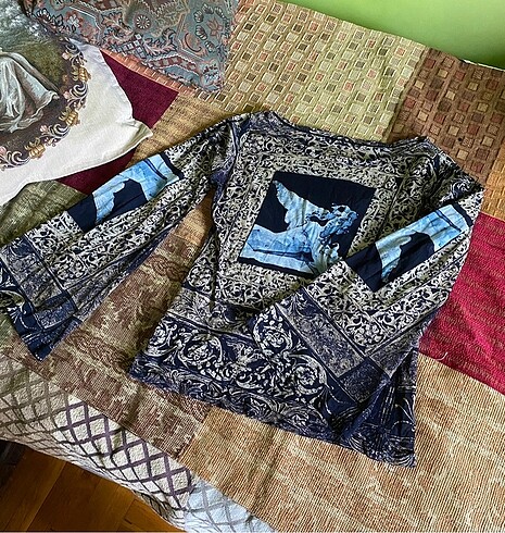 Rönesans tablo vintage tül bluz - Görsel 2