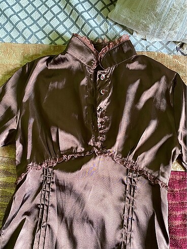 American Vintage Goth lace saten gömlek