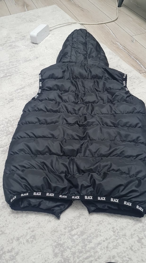Siyah Kapüşonlu erkek Kolsuz Kışlık yelek - Görsel 2