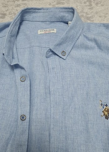 Mavi Regular Fit Keten Erkek Gömlek - Görsel 2