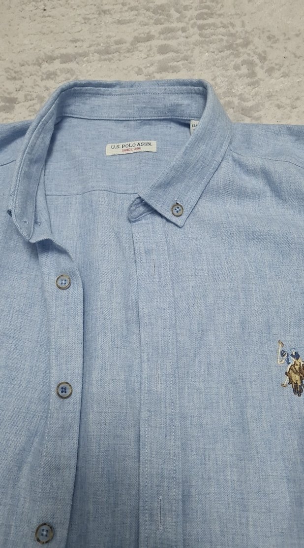 Mavi Regular Fit Keten Erkek Gömlek - Görsel 2