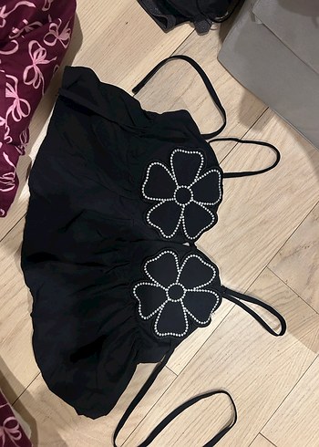 Nakışlı Siyah Fırfırlı Mini Bustiyer - Görsel 3