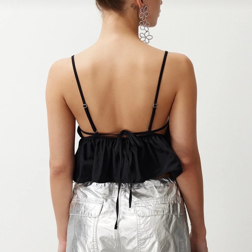 Nakışlı Siyah Fırfırlı Mini Bustiyer - Görsel 2