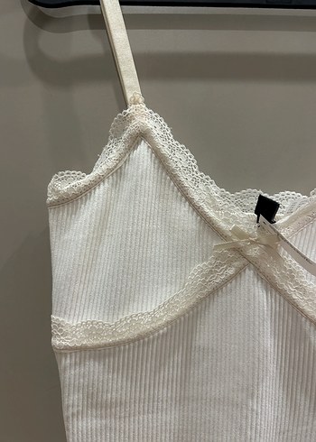 Dantelli Beyaz Mini Elbise - Görsel 2