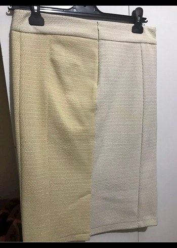 Uzun Kollu Bej Mini Etek ceket - Görsel 2