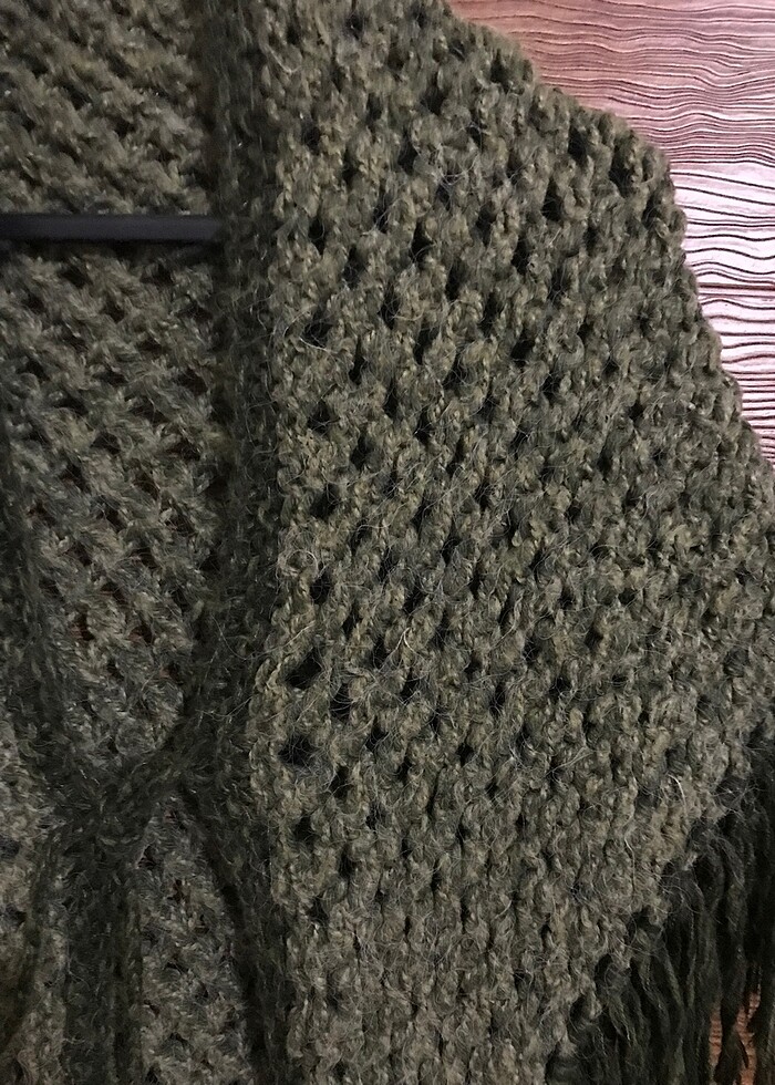 Yün el örgüsü omuz şalı - Görsel 2