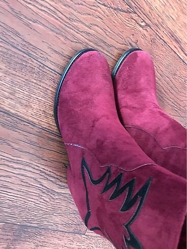 Süet bordo bot - Görsel 5