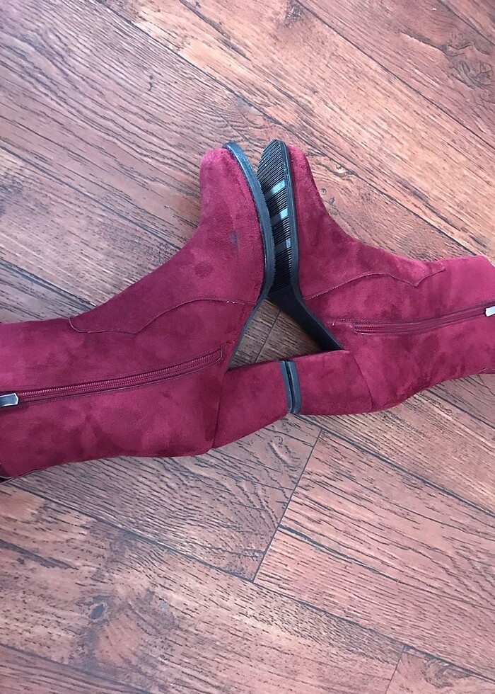 Süet bordo bot - Görsel 4