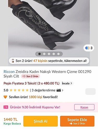 Diğer Sıfır Uzun nakışlı kovboy çizme