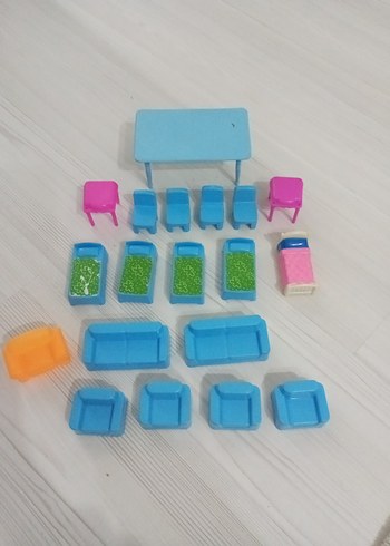 Pastel Mavi Oyuncak Mobilya Seti - Görsel 6