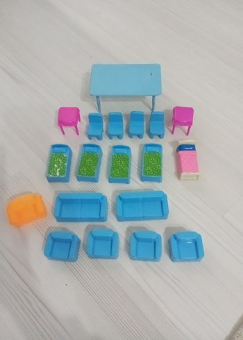 Pastel Mavi Oyuncak Mobilya Seti - Görsel 7