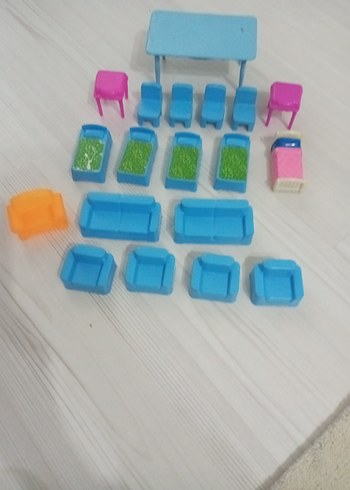 Pastel Mavi Oyuncak Mobilya Seti - Görsel 8