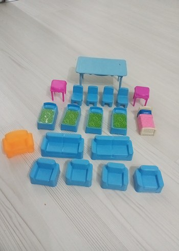 Pastel Mavi Oyuncak Mobilya Seti - Görsel 5