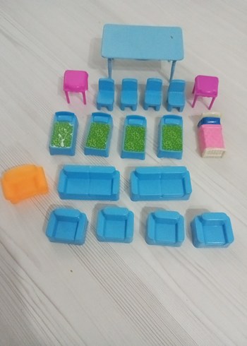 Pastel Mavi Oyuncak Mobilya Seti - Görsel 4